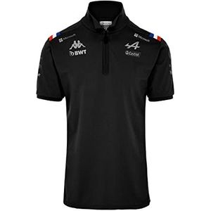 Kappa Asham BWT Alpine F1 Team poloshirt, officiële formule 1, zwart.