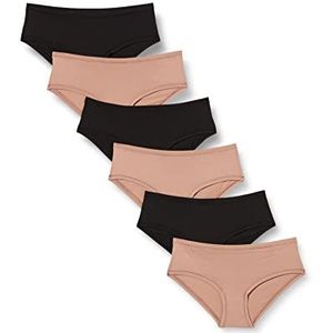 Amazon Essentials Lot de 6 sous-vêtements hipster pour femme (disponible en grande taille) noir/perle poussiéreuse, taille 6X