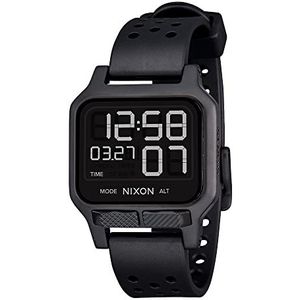 NIXON Heat A1320 - Ultradun digitaal sporthorloge voor heren (38 mm gezicht, 20 mm band PU/rubber/siliconen), zwart., riem