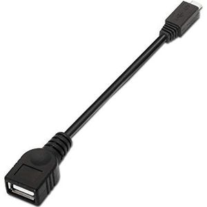 AISENS A101-0031 USB 2.0-kabel OTG 15 cm voor mobiele telefoon en tablet Zwart
