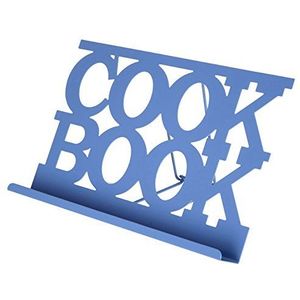 Premier Housewares Keukenboekstandaard van email, zwart, metaal, blauw, 18 x 30 x 18 cm