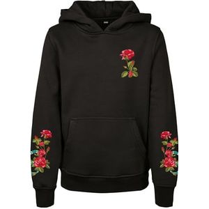 Mister Tee Flowers Cropped Hoody Sweatshirt met capuchon, uniseks, kinderen, zwart.