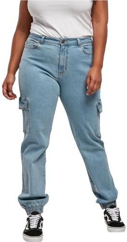 Urban Classics Cargobroek van biologisch stretch denim voor dames, damesbroek, Clearblue Bleached