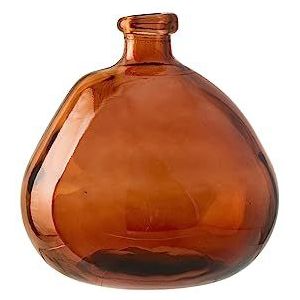 H&h simplicity vaas in gerecycled glas bruin h 23 cm