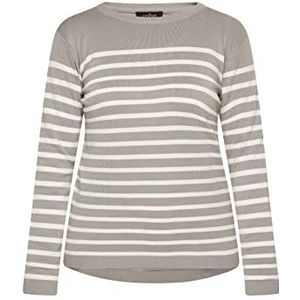 CARNEA Pull en tricot pour femme 15326709-CA04, gris/blanc, taille L, Gris et blanc cassé, L