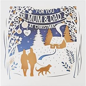 Kerstkaart ""Mum & Dad"" met envelop - mooi design met gouden afwerking