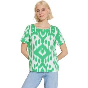 Street One Ls_Printed Blouse à col rond pour femme, Vert herbe douce, 36