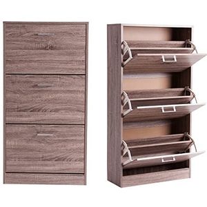 Last Deco Schoenenkast Henche van hout, 3 laden, 60 x 117 x 24 cm, bruin