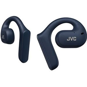 JVC Nearphones HA-NP35T-A Draadloze hoofdtelefoon, open design, ruisonderdrukking, IPX4, microfoonbediening, 17 uur batterijduur, BT 5.1, blauw