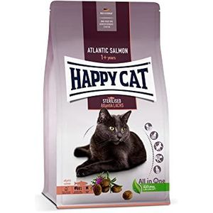 Happy Cat 70580 - gesteriliseerde Atlantische zalm voor volwassenen, droogvoer voor gesteriliseerde katten en houten bek, 4 kg
