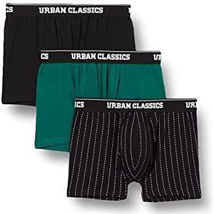 Urban Classics Set van 3 boxershorts voor heren, biologisch katoen, maat S-5XL, Pinstripe Aop + Zwart + Treegreen