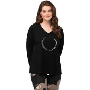 Ulla Popken T-Shirt Femme avec Décoration Lune Perle, Noir, 48-50