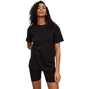 Trendyol Black Biker Tights-T-shirt gebreide pajamas complete set voor dames, zwart.