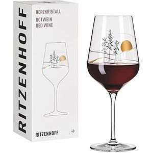 Ritzenhoff 3001008 rode wijnglas, 500 ml, serie hartkristal nr. 8, met Japans motief, in roségoud, made in Germany, zwart, grijs, roségoud