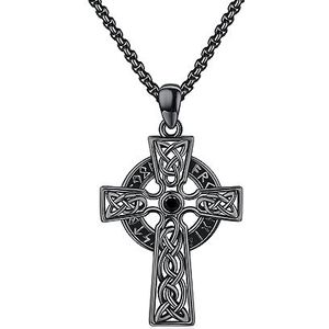 Kruis ketting 925 sterling zilver Keltische kruis hanger ketting sieraden kruis geschenken voor vrouwen mannen, Sterling Zilver Lak Sterling zilver