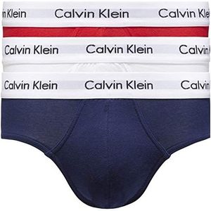 Calvin Klein Hipster-slip voor heren, verpakking van 3 elastische katoen, Veelkleurig (Wit Rood Ginger/Pyro Blue)