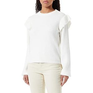 Vila Pull Viril à col rond Flounce Knit Top-Noos pour femme, White Alyssum, XL