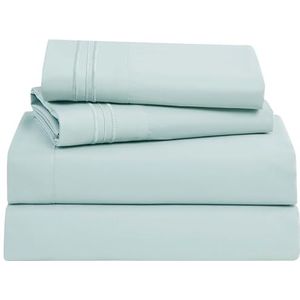 Clara Clark 4-delige beddengoedset voor groot bed met diepe zakken, extra zachte lakens en kussenslopen, lichtblauw turquoise