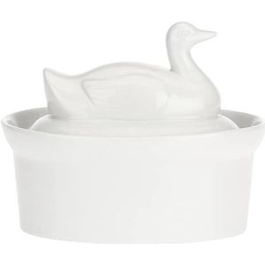 la Porcellana Terrine Cocotte eend, geschenkdoos van porselein, 16,5 x 11,5 x 14,5 cm, wit