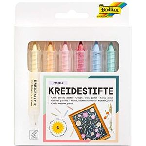 folia 370619 - 6 bijpassende pastelkrijtstiften in 6 verschillende kleuren, voor het beschilderen op bord, glas, papier en andere gladde oppervlakken