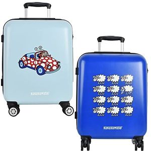 Kukuxumusu reiskoffer set van 2, marineblauw en turquoise, Eigentijds, jong en grappig