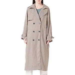 ONLY Onlchloe Check Db Trench Cc Otw Trenchcoat voor dames, Rubber/tegels: zwart + sandshell