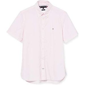 Tommy Hilfiger Slim Essential Print Shirt S/S Herenhemd, wit/klassiek roze