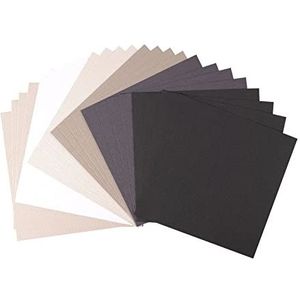 Vaessen creative Florence Kartonnen papier, kleuren wit en zwart, 216 g, 12,5 x 12,5 cm, 60 vellen, gestructureerd oppervlak, om te schilderen, scrapbooking en meer