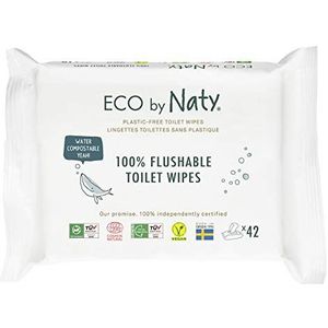 ECO by Naty Milieuvriendelijke toiletpapierdoeken: biologisch afbreekbare plantendoeken zonder chemicaliën en hypoallergeen, voor de gevoelige huid (12 x 42 I 504 doeken)