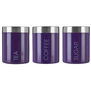 Premier Housewares Liberty thee, koffie en suiker, roestvrij staal, violet, violet