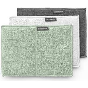 Brabantia SinkSide Microvezeldoekjes - Set van 3 - 16 x 22 cm - Light Grey, Dark Grey en Jade Green