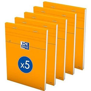 OXFORD 5 stuks notitieblokken oranje A5 kleine ruitjes 5 mm 80 vellen genieteld envelop kaart gecoat oranje