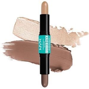 NYX Professional Makeup Stick Highlight & Contour, dubbele tip, definitie en glans, modulair & veganistische formule, Wonder Stick, kleur: Fair (01)