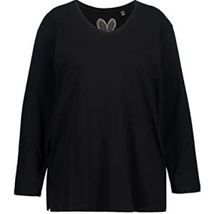 Ulla Popken T-shirt basique à manches longues pour femme, Noir, 44-46