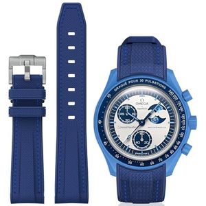 BONACE Siliconen gebogen reservearmband, compatibel met Omega X Swatch, 20 mm, Omega Swatch Moonswatch Speedmaster, reservearmband, voor dames en heren