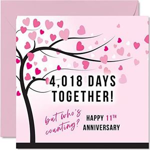 Grappige verjaardagskaart van staal voor vrouwen of echtgenoot - 4018 Days Together - Geschenken ""I Love You"", wenskaarten voor de 11e trouwdag voor partner, wenskaarten voor de 1e verjaardag