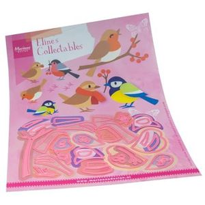 Marianne Design Verzamelbare snijmatrijzen, tuinvogels van Eline, voor complexe motieven en reliëfdetails in de creatieve vrije tijd van papier, roze, eenheidsmaat
