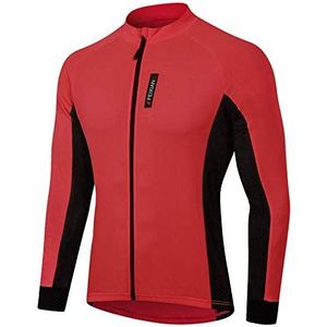 MEETWEE Fietsshirt heren fietsshirt korte mouwen comfortabel ademend sneldrogend, Rood - lange mouwen, XXL