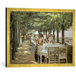 Max Liebermann Jacob in Niensteden aan het Elbe Restaurant - ingelijste kunstdruk op frame in Gold Raya 70x50 cm