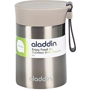 Aladdin Enjoy Thermavac roestvrij stalen voedselpot 0,4 l, houdt 5,5 uur warm of koud, dubbelwandig, geïsoleerd, waterdicht, siliconen riem, BPA-vrij