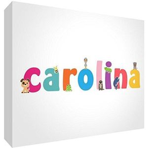 Little Helper LHV-CAROLINA-A5BLK-15IT Panneau décoratif pour bébé/baptême, idée cadeau, dessin personnalisable avec nom de fille Caroline multicolore, 14,8 x 21 x 2 cm