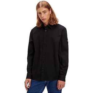 Calvin Klein Jeans Casual overhemd met Monologo-badge, casual overhemden voor heren, Zwart