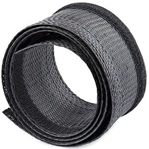 StarTech.com 3 m lange kabel, 3 m. Diameter: 3 cm. polyester, netsnoer, beschermhoes, concealer, Black Cord Organizer/Hider (WKSTNCMFLX)