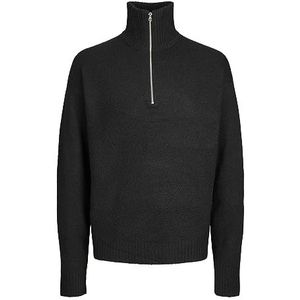 JACK & JONES Jorollie Knit Half Zip Sn gebreide herentrui, zwart.