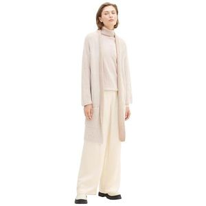 TOM TAILOR 1037769 gebreid damesvest, 34137 - Beige offwhite geruite ribben