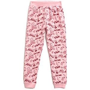 Koton Bedrukte Jogger Sweatpants Elastische Waistband Trainingsbroek Meisjes en Meisjes, Roze design (2d5)