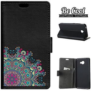 BeCool Alcatel A30 Hoes met standfunctie, kaartvakken en bankbiljettenvakken, etno-hoekdesign, voor Alcatel A30