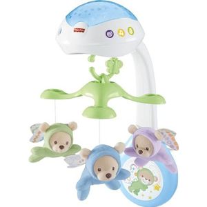 Fisher-Price - Zachte mobiel met vlinder – nachtlampje met lichtprojectie – 3 pluche dieren, 3 audio-modi – geschikt voor baby's – cadeau van 0 tot 5 maanden, CDN41
