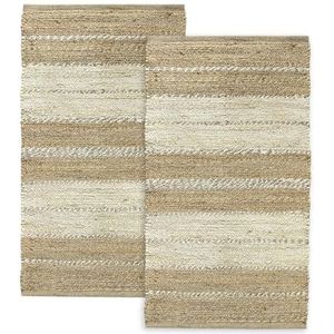 HAMID Set van 2 jute tapijten, handgeweven, 100% natuurlijke jutevezel, voor woonkamer, eetkamer, slaapkamer, hal, hal (D3, 150 x 80 cm)