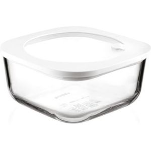 Guzzini - Kitchen Active Design, STORE&MORE GLASS, luchtdichte glazen container voor koelkast/vriezer/magnetron (L) - Transparant, 19,5 x 19,5 x H 9,3 cm | 1900 cc - 11330211